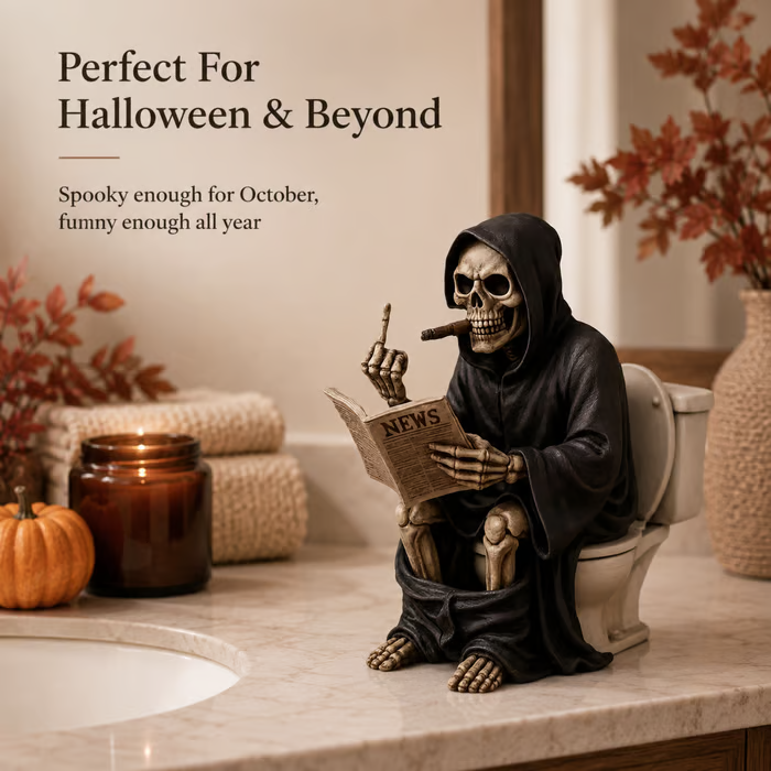 Middle Finger Grim Reaper Toilet Figurine💀🚽
