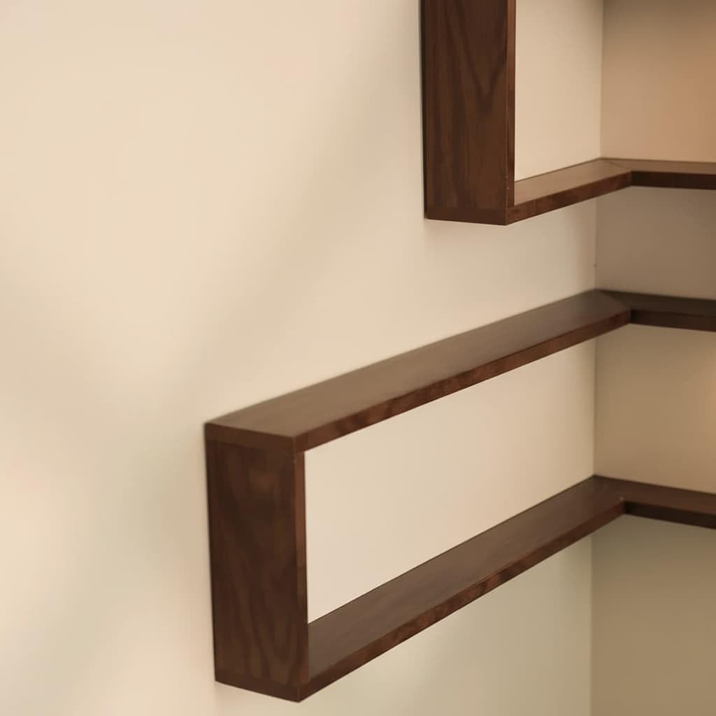 L-Shaped Corner Floating Wall Shelves with LED Lights