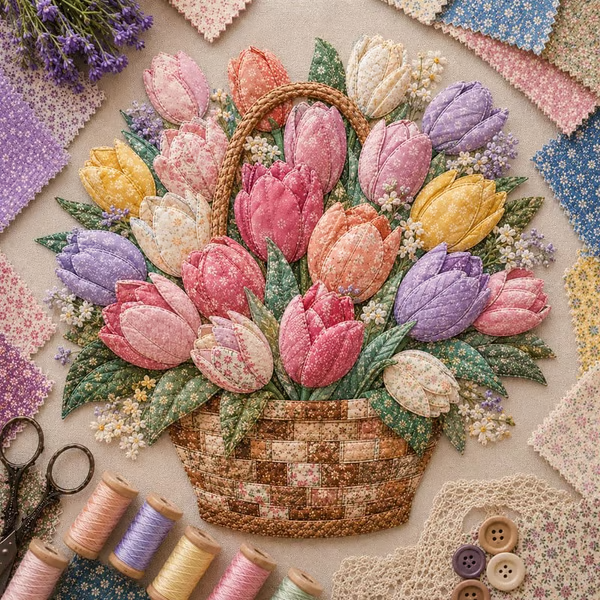🌸Floral Basket Patchwork DIY Kit