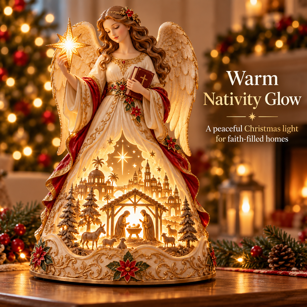 Warm Nativity Glow Christmas Angel