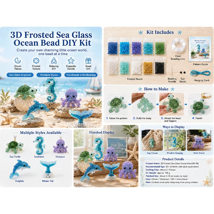 🔥Last Day 49% OFF -🐳 Frosted Sea Glass-Style Beading DIY Kit
