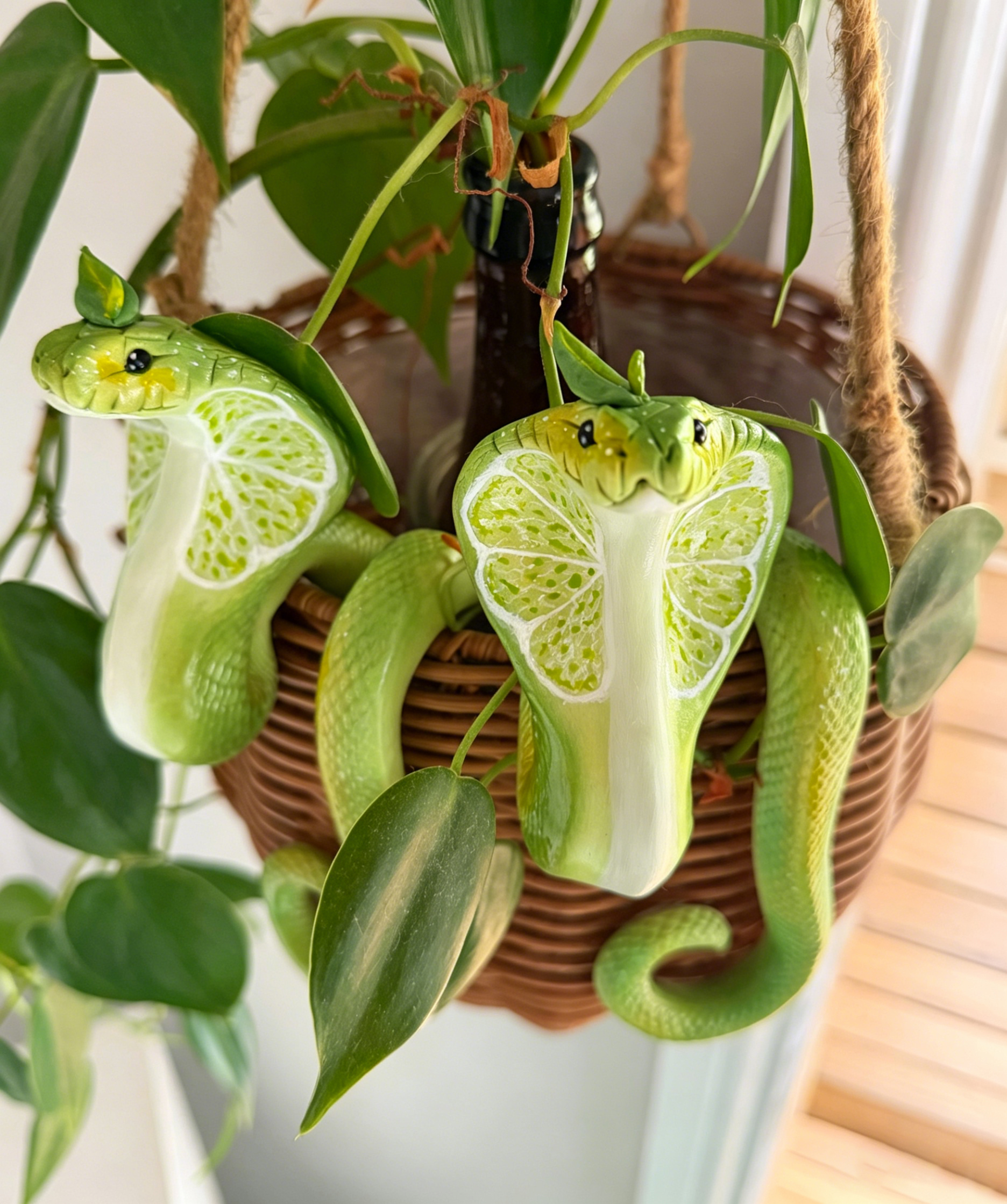Lime Cobra Potted Plant Hanger