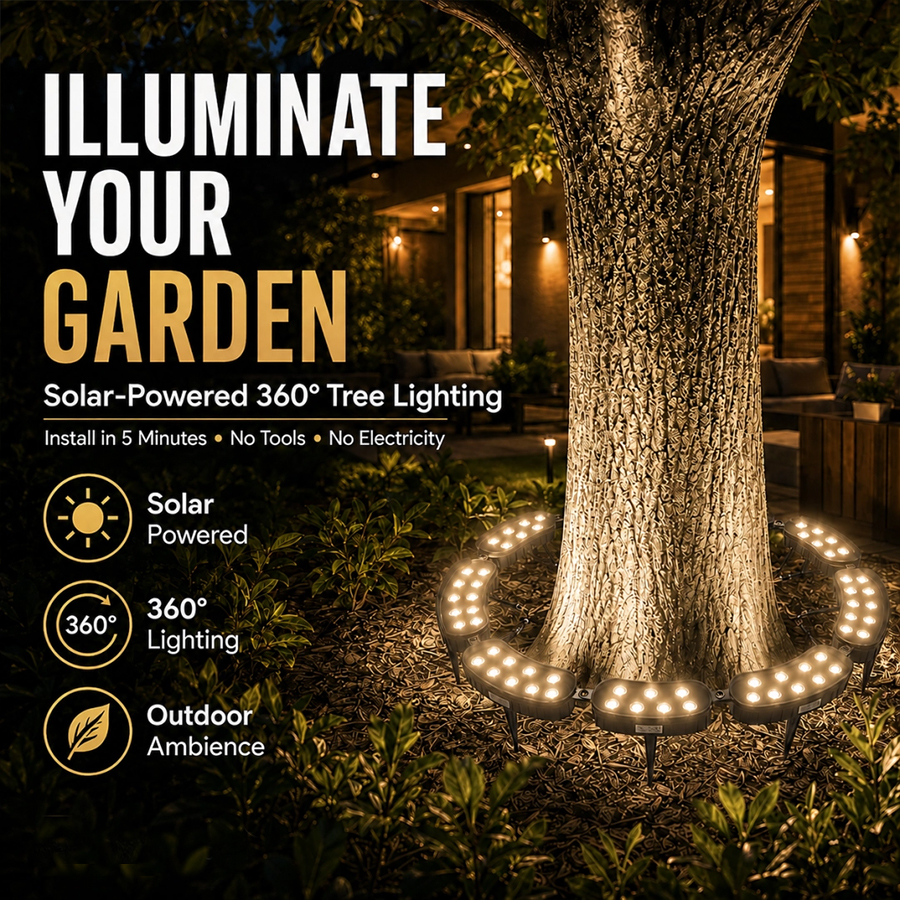🌳💡 Ring-Shaped Solar Tree Lights – Weatherproof Outdoor Spotlights Ideal for Trees, Pillars, and Gardens
