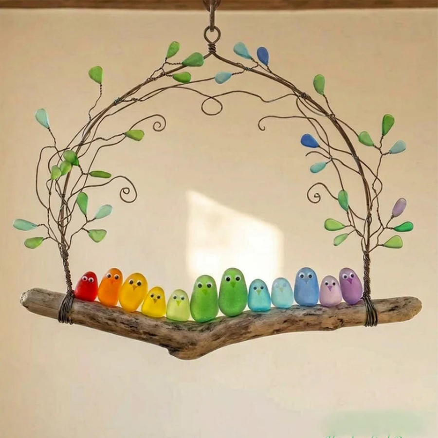 🌈 Sea Glass Birds Hanging Ornament