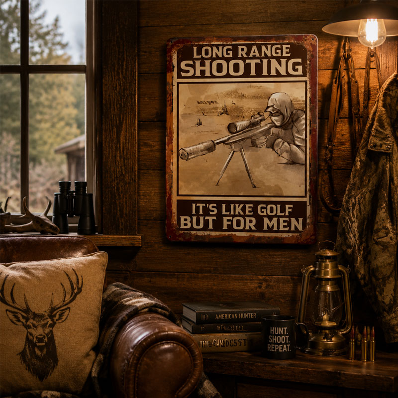 🎯Long-Range Shooting Wall Sign: Perfect Man Cave Decor & Gift for Hunters