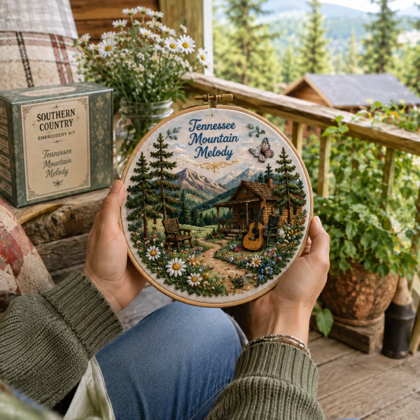 🌼 Beginner-Friendly Dolly Southern Country Needlework DIY Kit | Complete Kit with Pre-Printed Fabric, Wooden Hoop, Floss, Needles & Step-by-Step Guide Included 💕