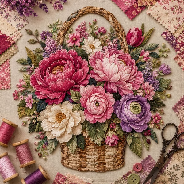🌸Floral Basket Patchwork DIY Kit