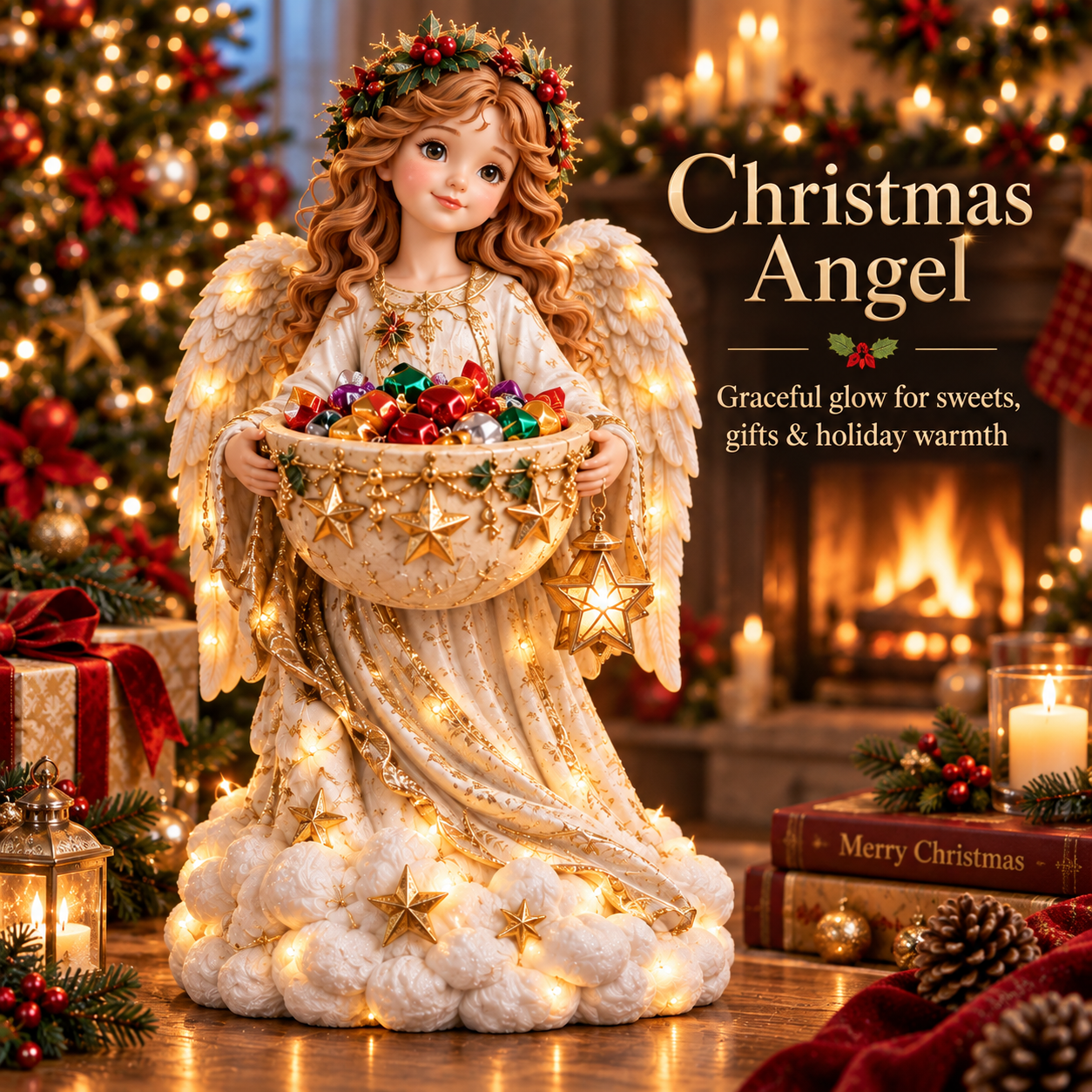 Angel Christmas candy bowl