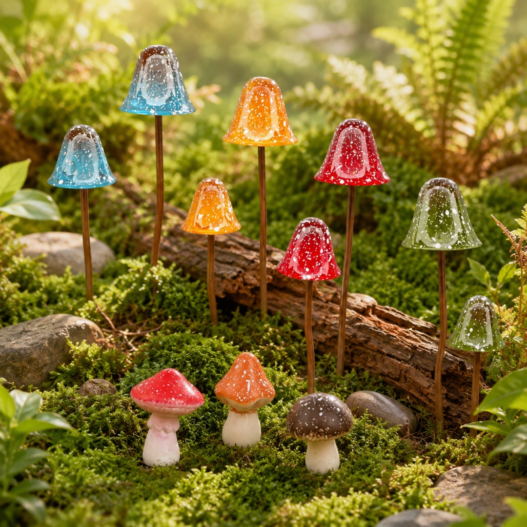 🍄Metal Mushroom Garden StakesMushroom--Whimsical Outdoor Fairy Garden Décor