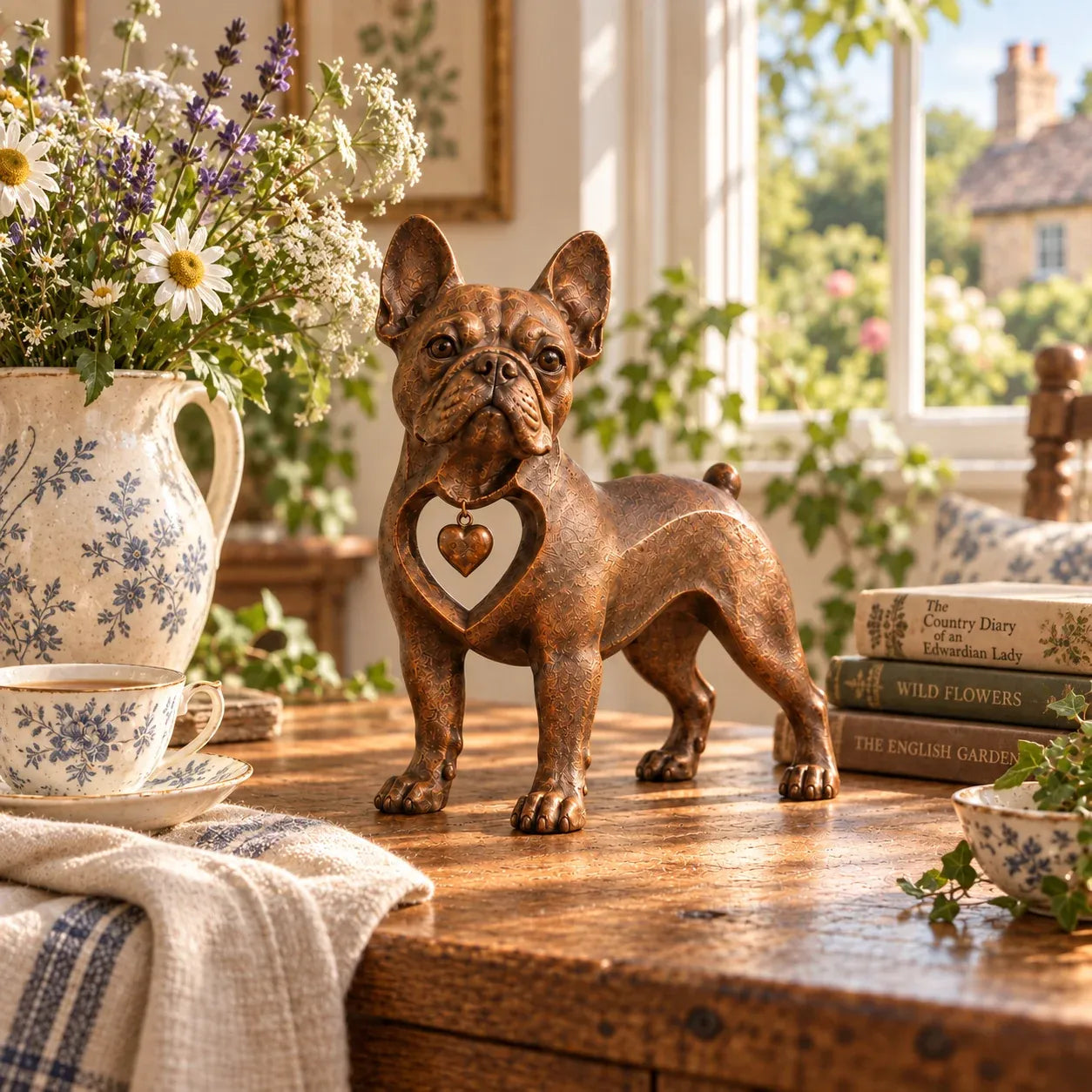 ⭐Heritage Charm French Bulldog Sculpture – Vintage Iron Frenchie Accent for Timeless Interiors