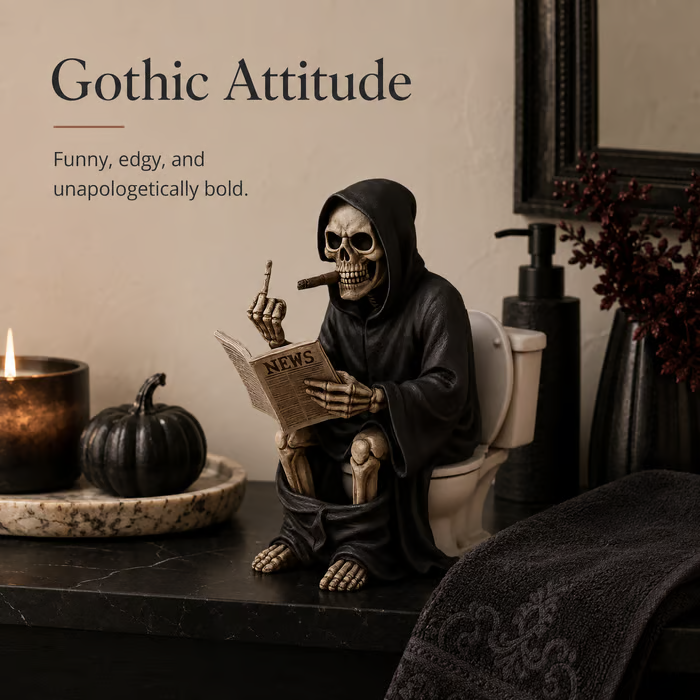 Middle Finger Grim Reaper Toilet Figurine💀🚽