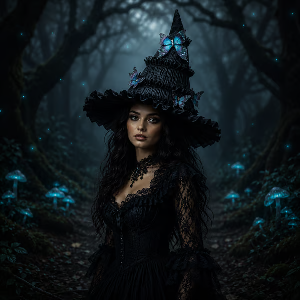 🖤 Gothic Butterfly Witch Hat