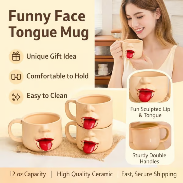 Funny Shaking The Tongue Coffee Cup,Abstract Personality Ceramic Mug