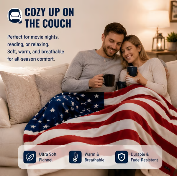 🔥LAST DAY 49% OFF - 🇺🇸❤️American Flag Flannel Blanket — Ultra-Soft Flannel | Non-Shedding | Suitable for All Seasons | Available in Three Sizes