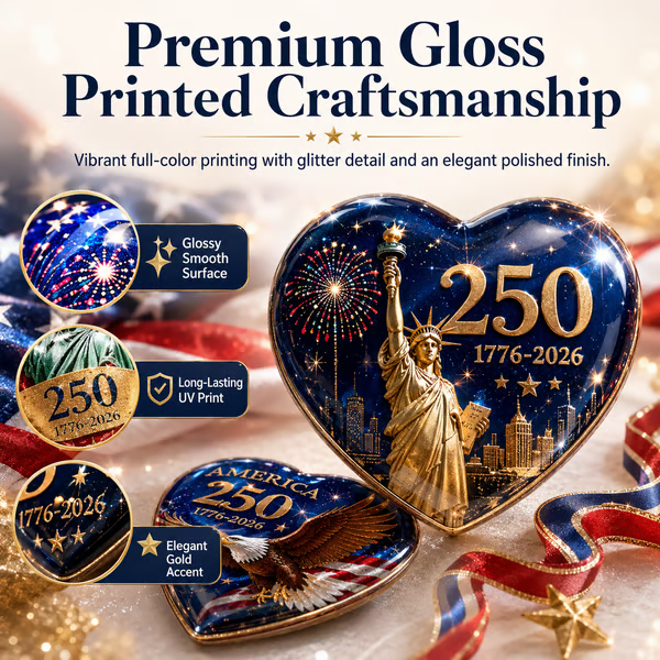 🇺🇸 America 250th Anniversary Commemorative Heart Ornament Collection | 15-Piece Patriotic Keepsake Set