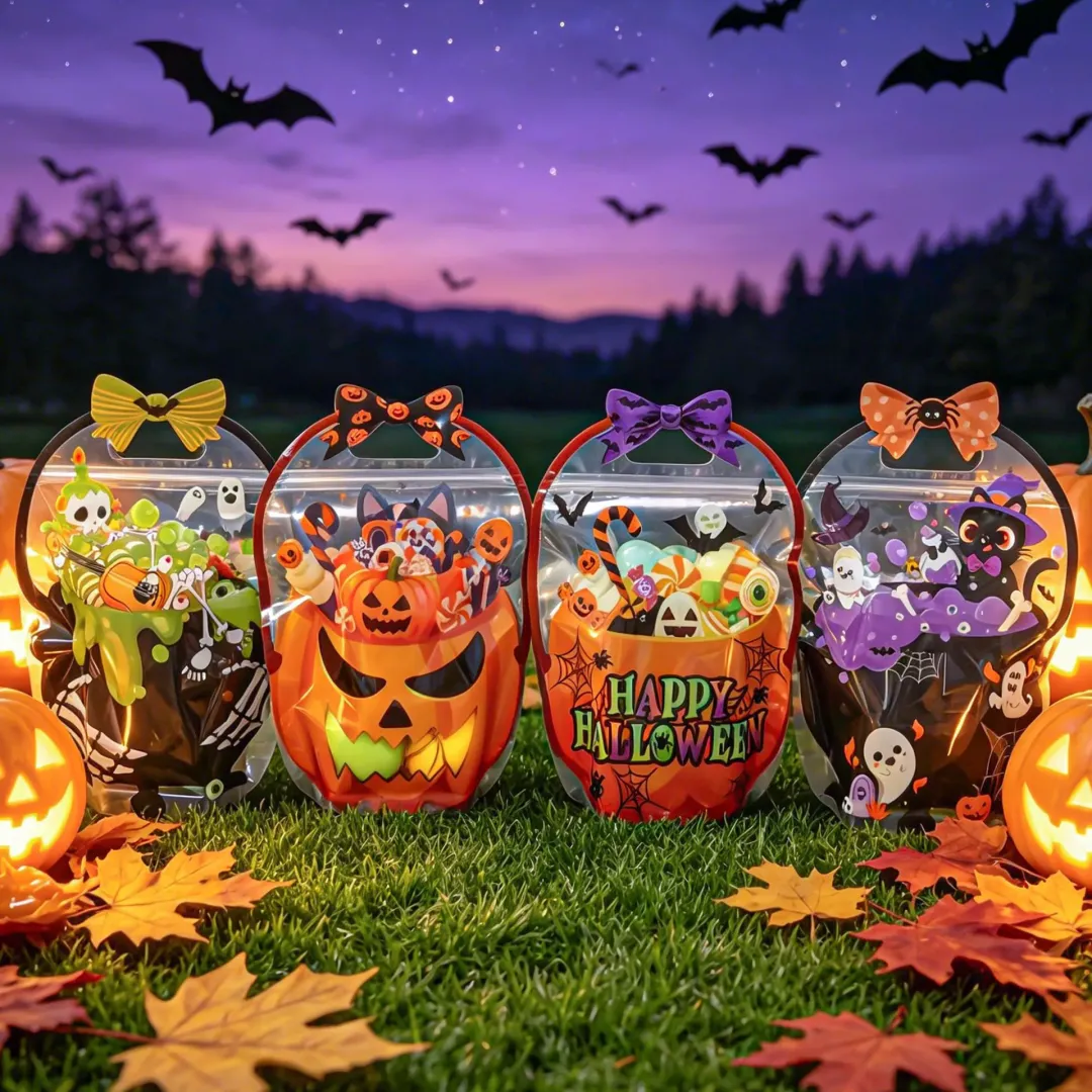 🎃 Halloween Treat & Goodie Bags with Handles (Cauldron & Pumpkin Designs) 🍬👻