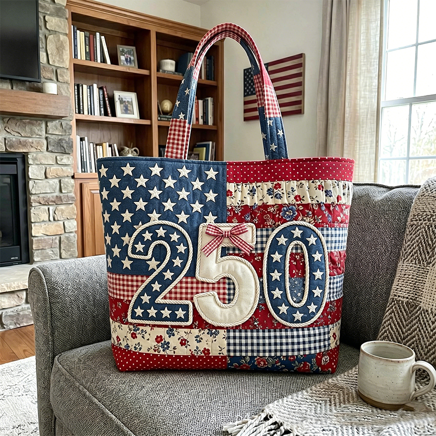 USA 250th Anniversary Quilted Tote Bag