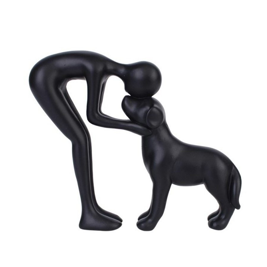 Handmade Abstract Person and Dog Figurine 🐕❤️ Keepsake Celebrating Pet Bond - Style A