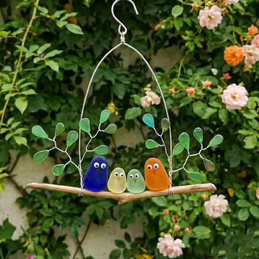 🌈 Sea Glass Birds Hanging Ornament