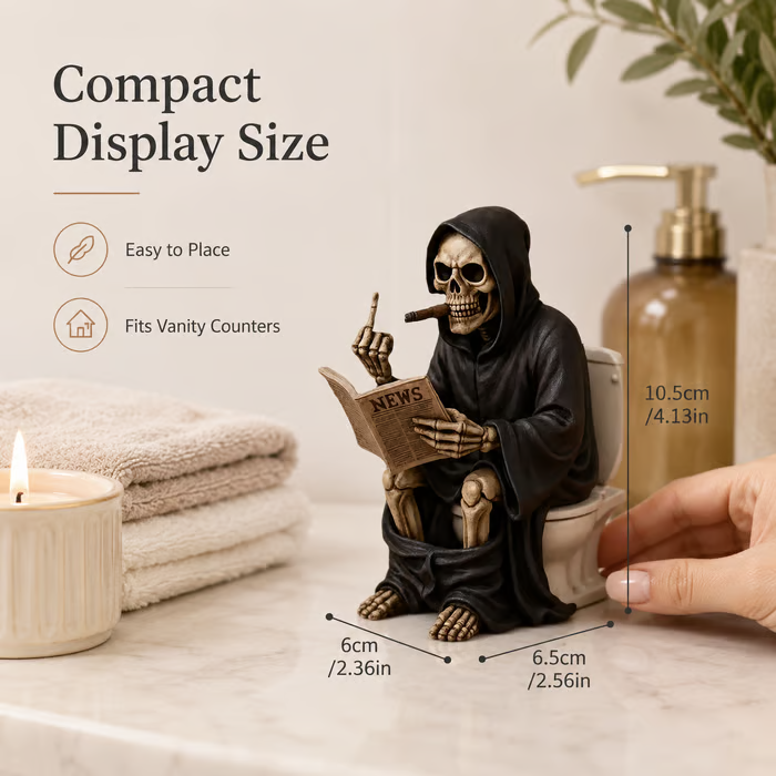 Middle Finger Grim Reaper Toilet Figurine💀🚽