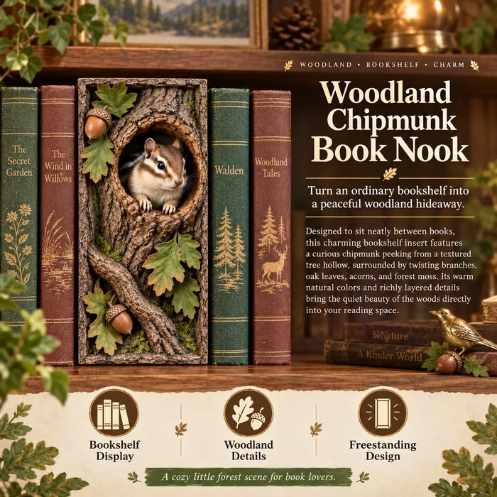 🔥 📚Woodland Chipmunk Book Nook