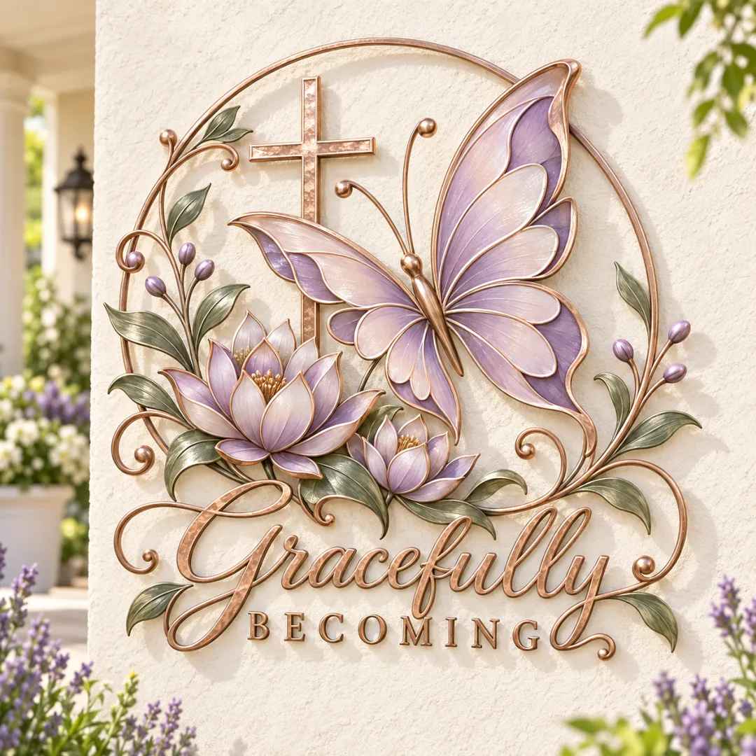 Gracefully Becoming Butterfly Cross Metal Wall Decor