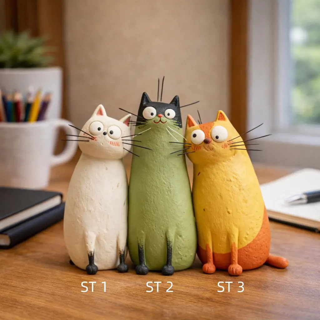 Handmade Cat Clay Sculpture