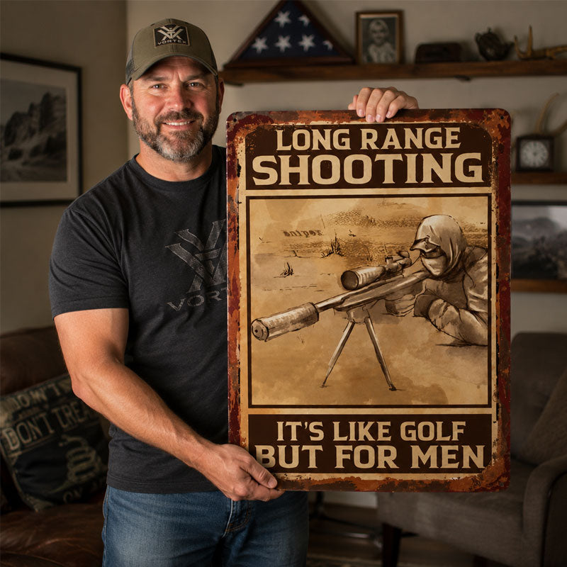 🎯Long-Range Shooting Wall Sign: Perfect Man Cave Decor & Gift for Hunters