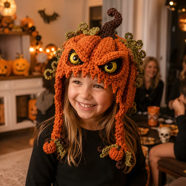 🔥 LAST DAY 49% OFF – 🎃 Halloween Monster Hood DIY Crochet Kit | Premium Soft Yarn Materials with Step-by-Step Guide DIY Handmade Wearable Character Hood 🧶🎭✨