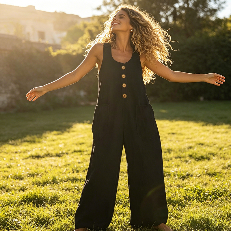 💥New Arrivals & Special Offers-Women's Sleeveless Wide-Leg Jumpsuit with Pockets
