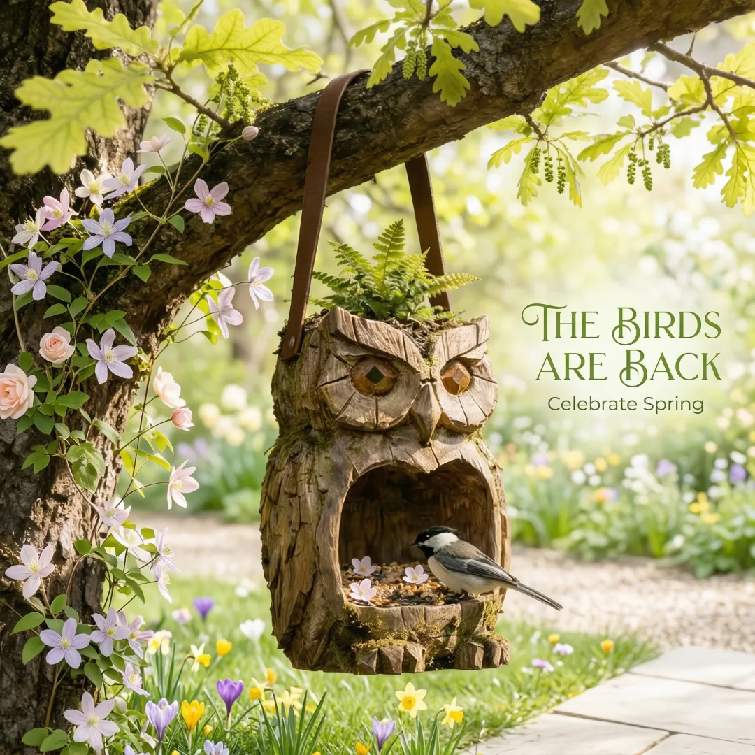 Woodland Owl Hanging Bird Feeder