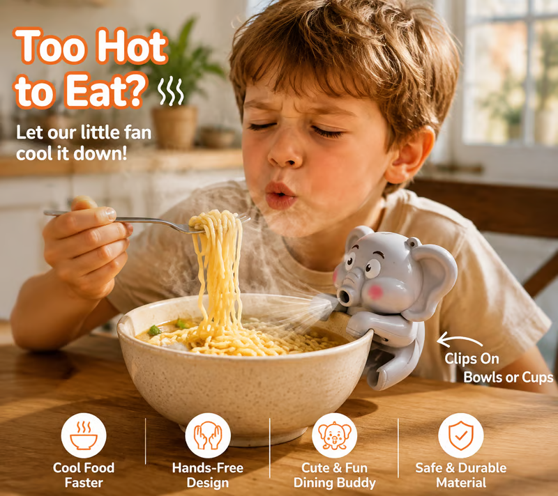 Cute Food Cooling Fan - Clip-On Meal Cooler For Hot Noodles & Meals