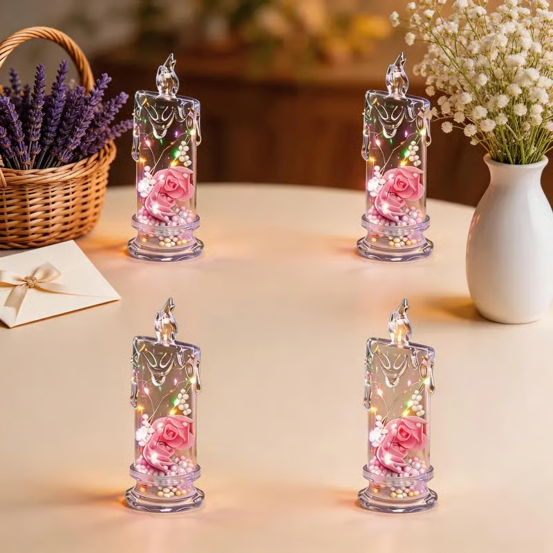 🔥HOT SALE 49% OFF🌹Realistic Rose Candle Lights — Battery-Powered, Smoke-Free LED Roses for Home Decor, Weddings, Parties & Gifts ✨