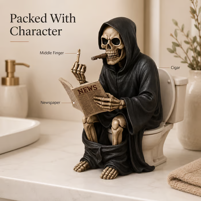 Middle Finger Grim Reaper Toilet Figurine💀🚽