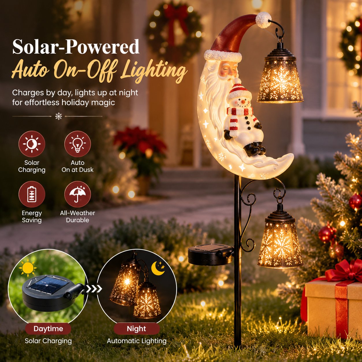 🔥Last Day 50% OFF🔔 Christmas Moon Solar Stake Light
