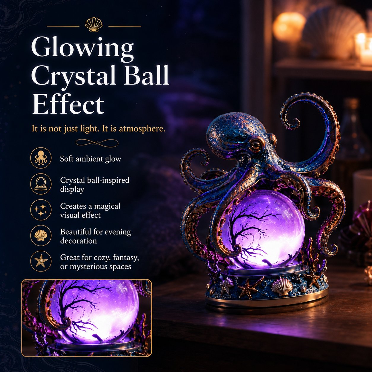 🐙 Deep Sea Octopus Crystal Ball Lamp - Buy 1