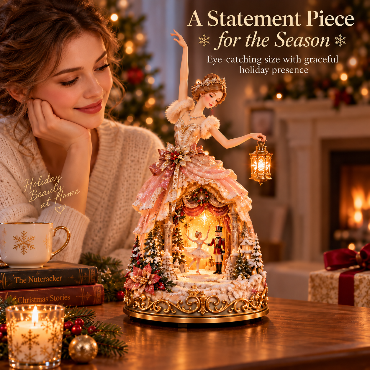 Winter Ballerina Story Lamp Christmas statement piece