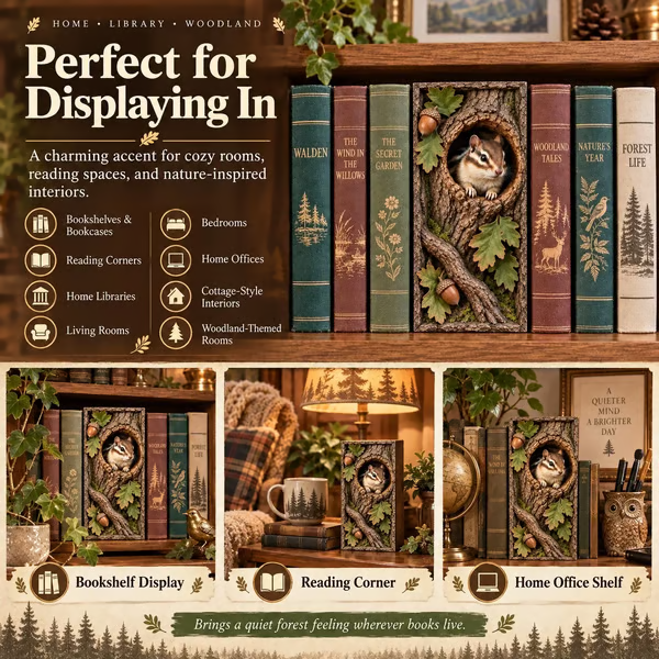 🔥 📚Woodland Chipmunk Book Nook
