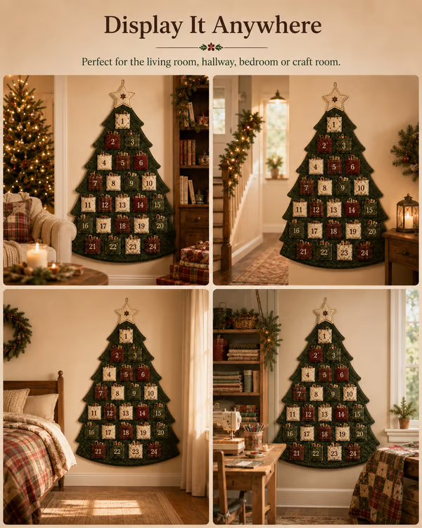 🔥HOT SALE🔥Last Day 49% OFF - 🎄✨DIY 24-Pocket Fabric Christmas Advent Tree Kit(📦 Buy 2 Free Shipping)