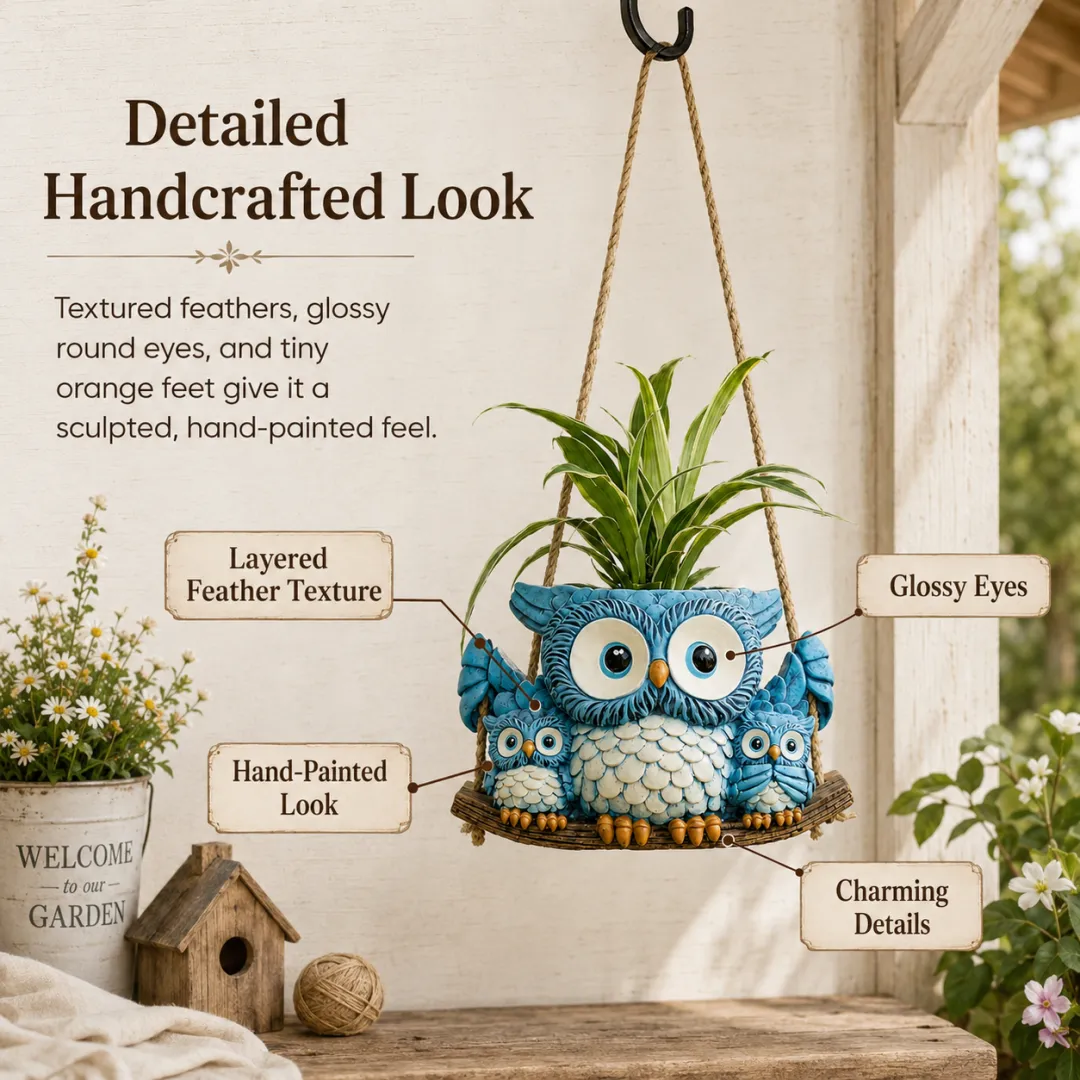 Owl Family Hanging Planter