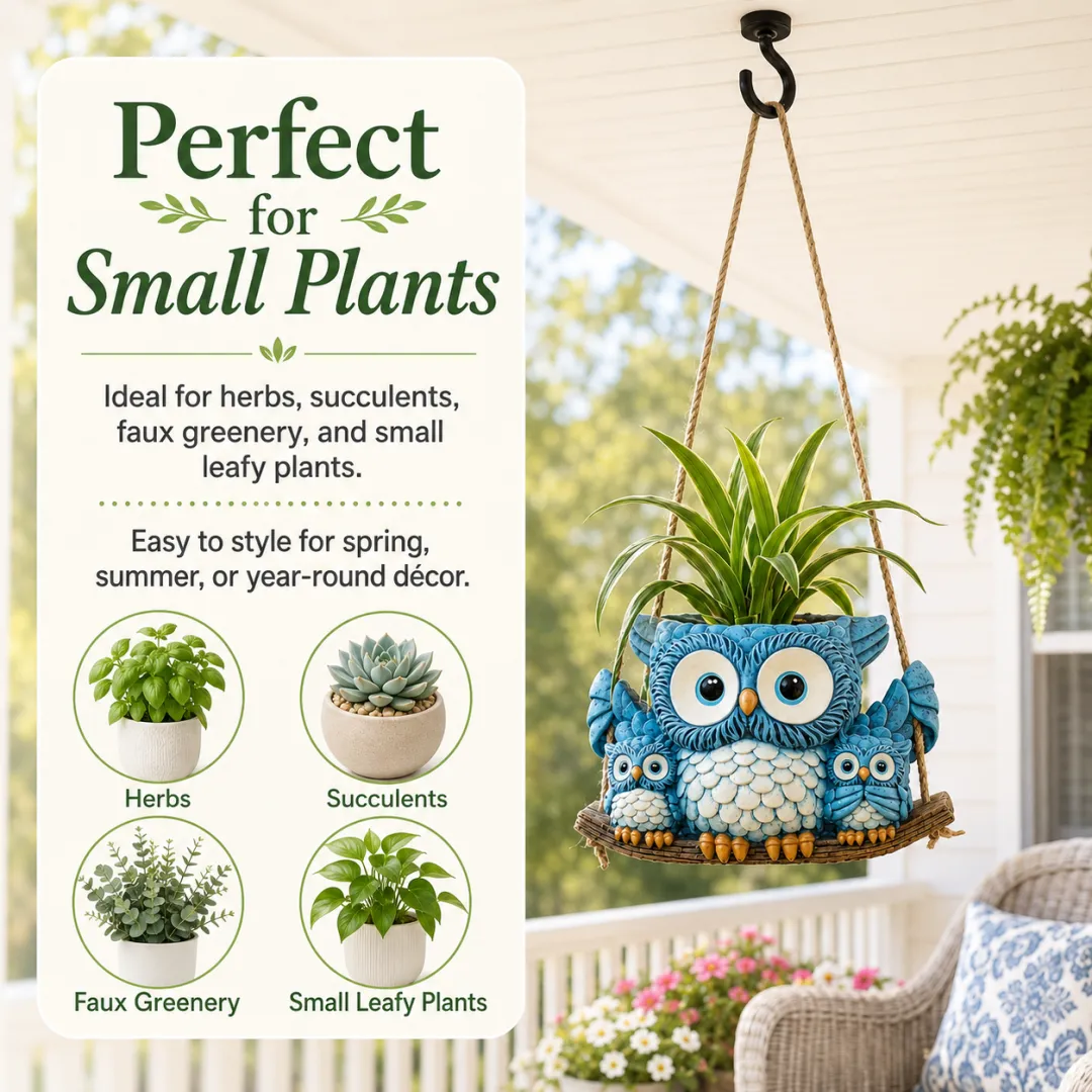 Owl Family Hanging Planter