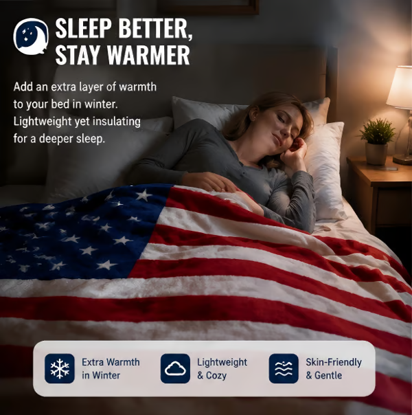 🔥LAST DAY 49% OFF - 🇺🇸❤️American Flag Flannel Blanket — Ultra-Soft Flannel | Non-Shedding | Suitable for All Seasons | Available in Three Sizes