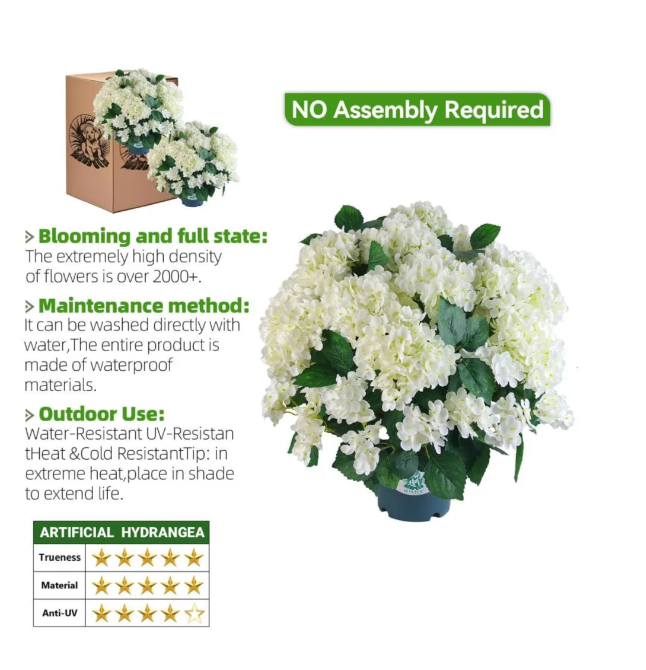 🔥Last Day 70% OFF🔥Artificial Outdoor Hydrangea Flowers - UV resistant, Waterproof, Windproof