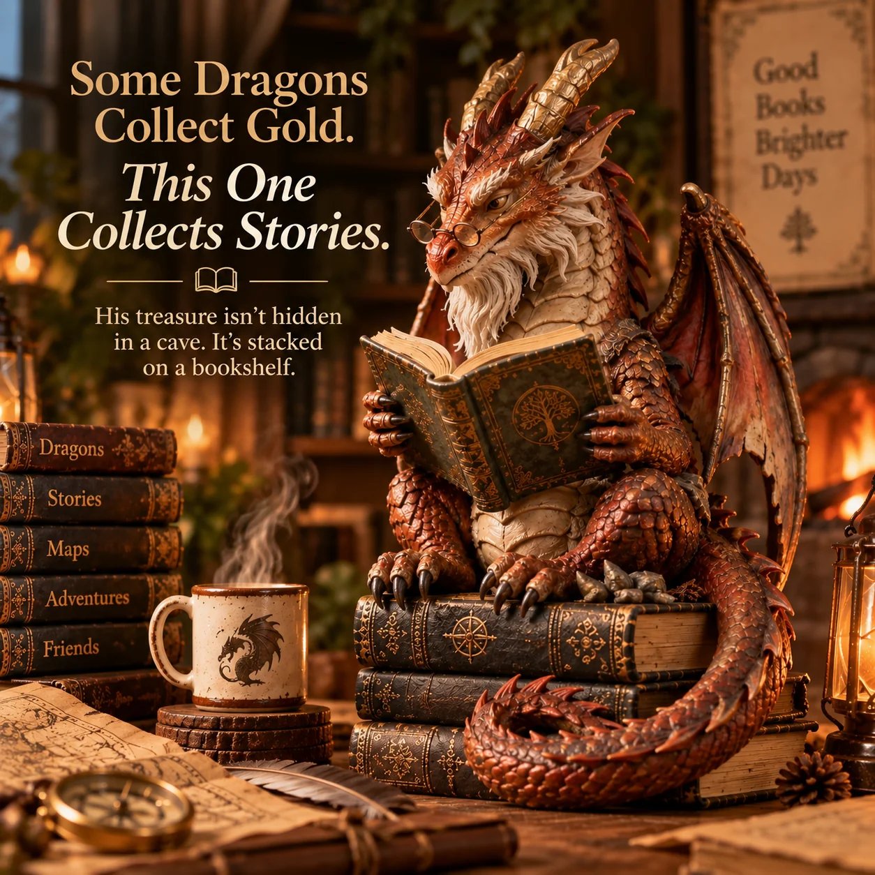 🐉 Wandering Scholar Dragon Figurine – Book Lover Gift – product view 4