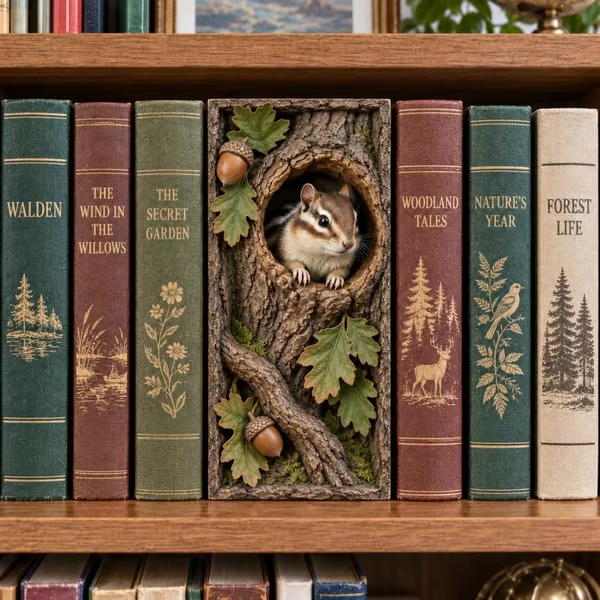 🔥 📚Woodland Chipmunk Book Nook