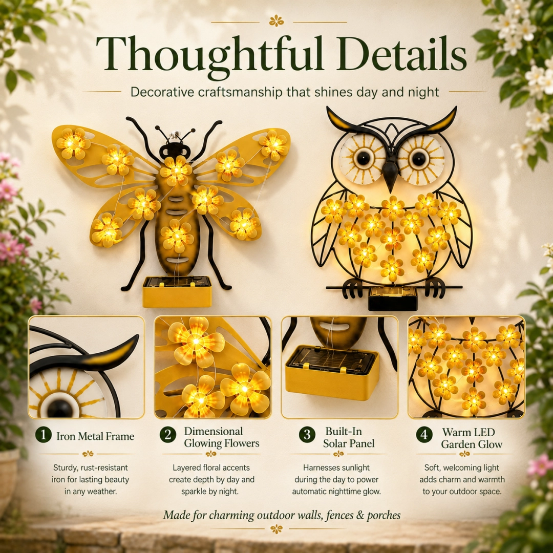 Solar Bloom Metal Garden Wall Light 🌞🌼