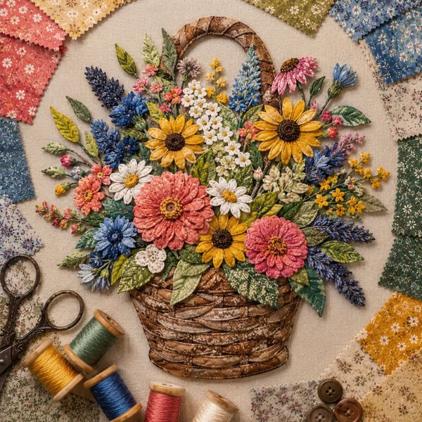 🌸Floral Basket Patchwork DIY Kit