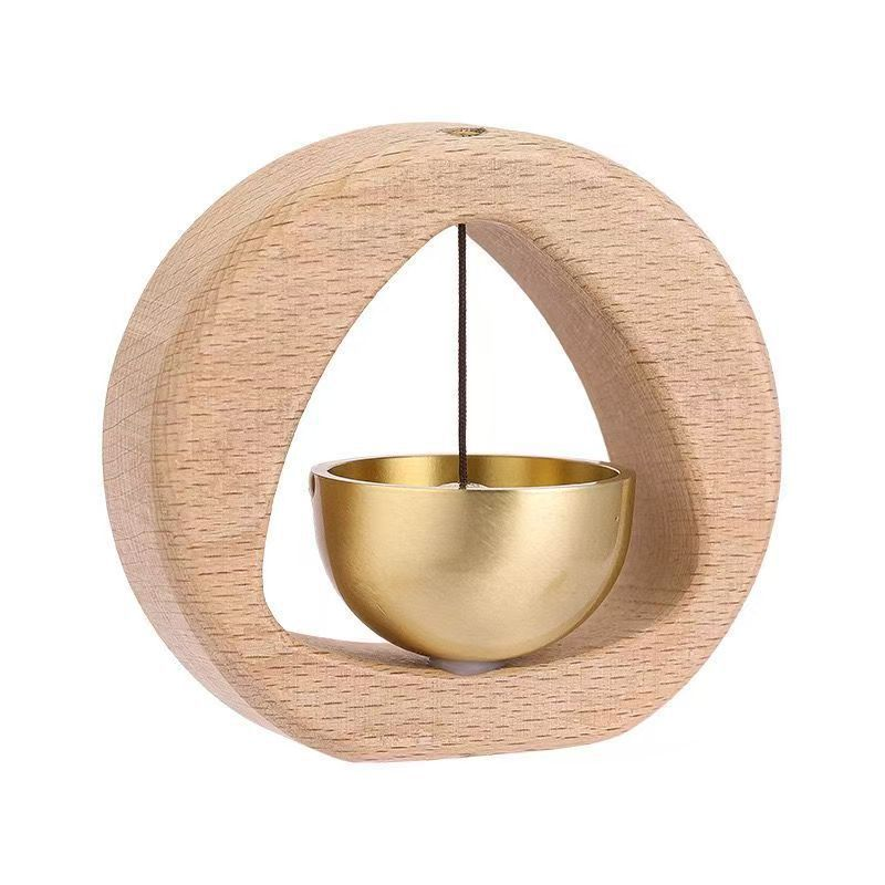 Japanese Wooden Wind Chime Doorbell Wireless Hanging Bell Calming Sound Entryway Decor for Home Door Decoration