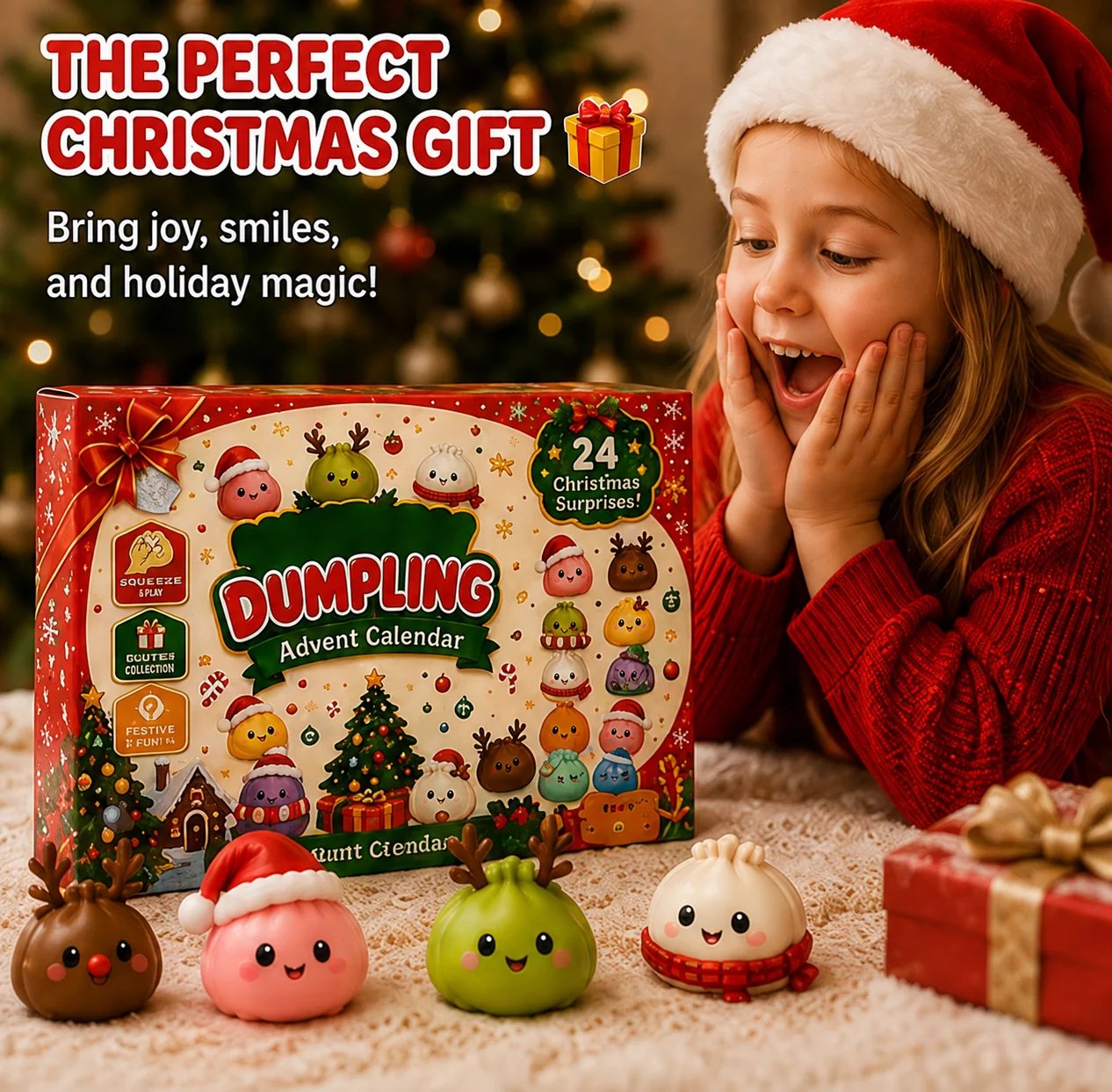 Assorted cute Christmas squishy characters