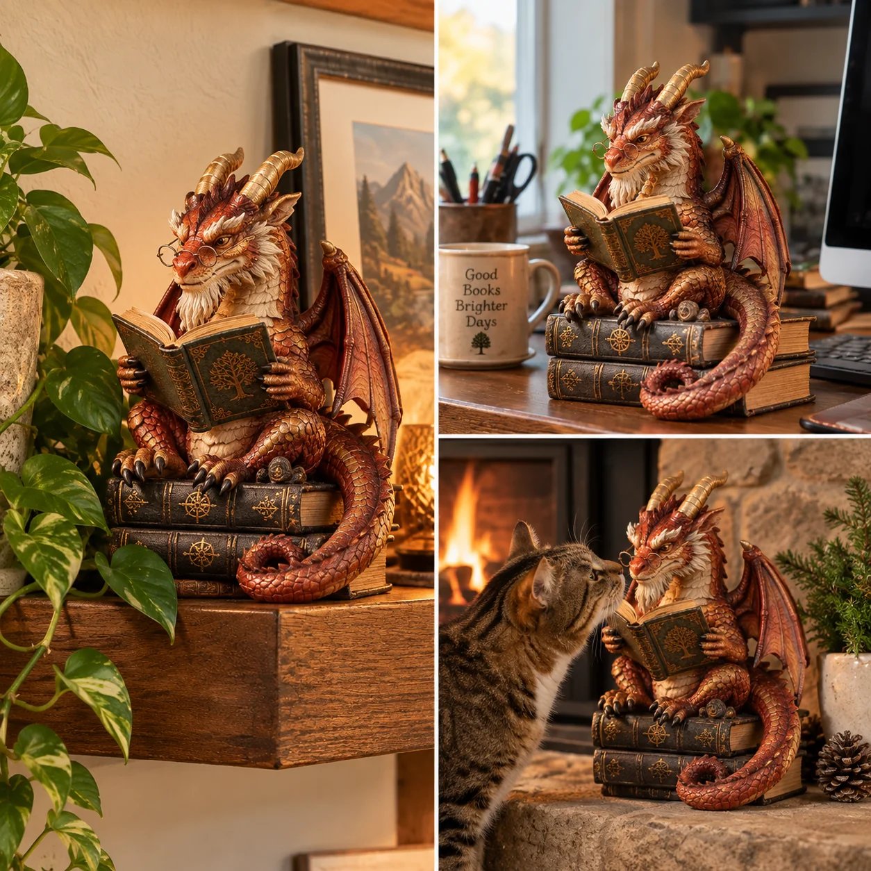 🐉 Wandering Scholar Dragon Figurine – Book Lover Gift – product view 3